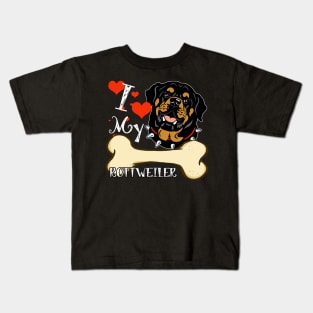 Rottweiler T-Shirt - I Love My Rottweiler Kids T-Shirt